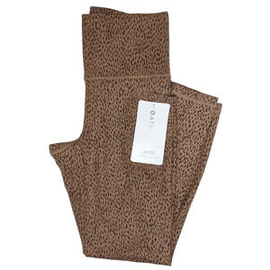 Athleta S Salutation Stash 7/8 Tights leggings shanti animal beige leopard gym